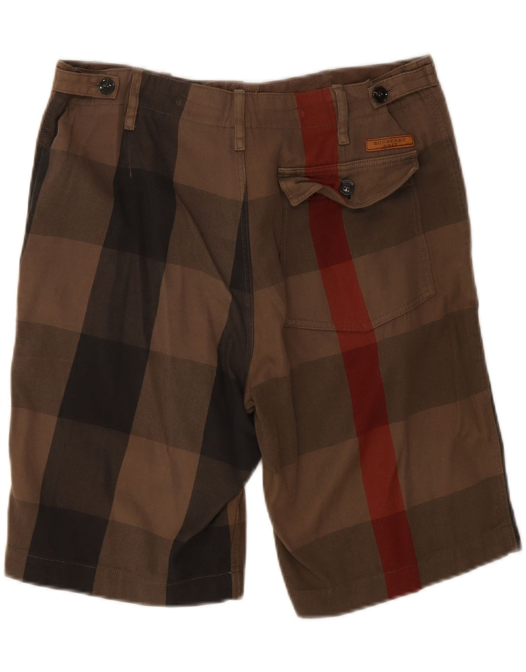 Burberry Mens Chino Shorts W30 Algodão Xadrez Marrom Médio