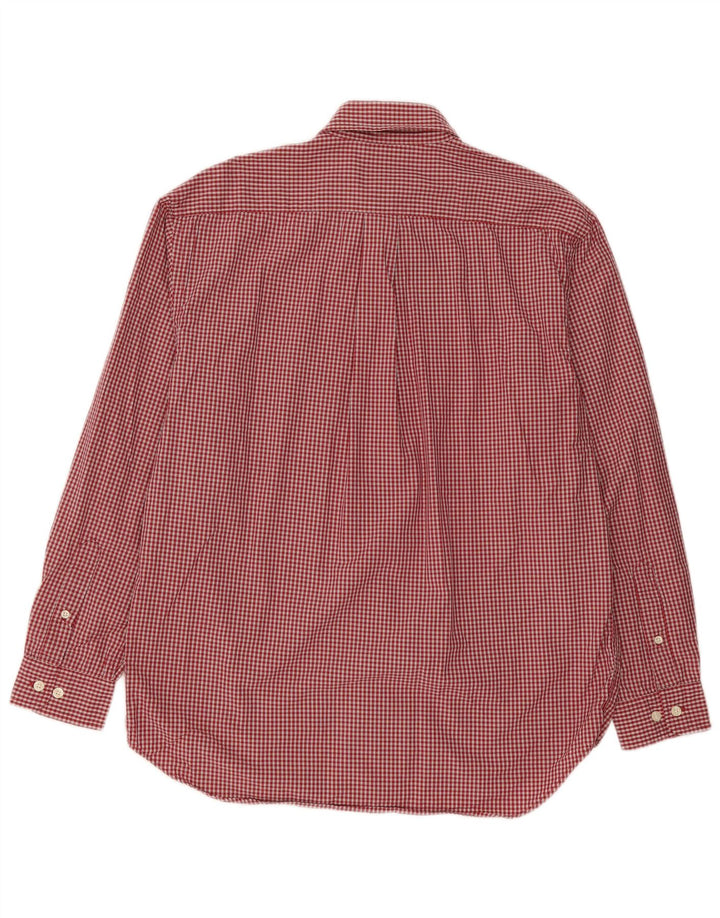 Camisa masculina Eddie Bauer de algodão xadrez vermelho médio