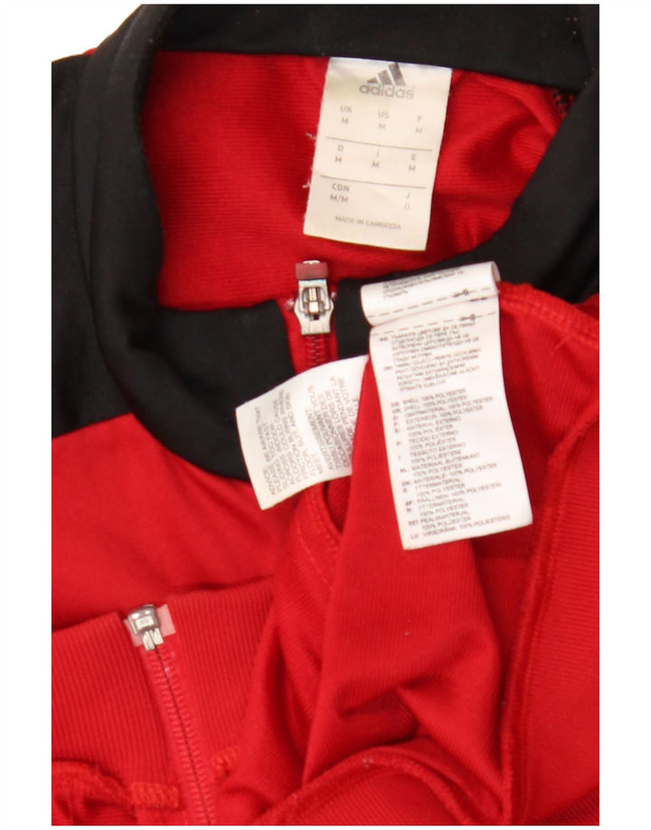 Adidas Mens Treino Top Jaqueta Médio Vermelho Colorblock Poliéster