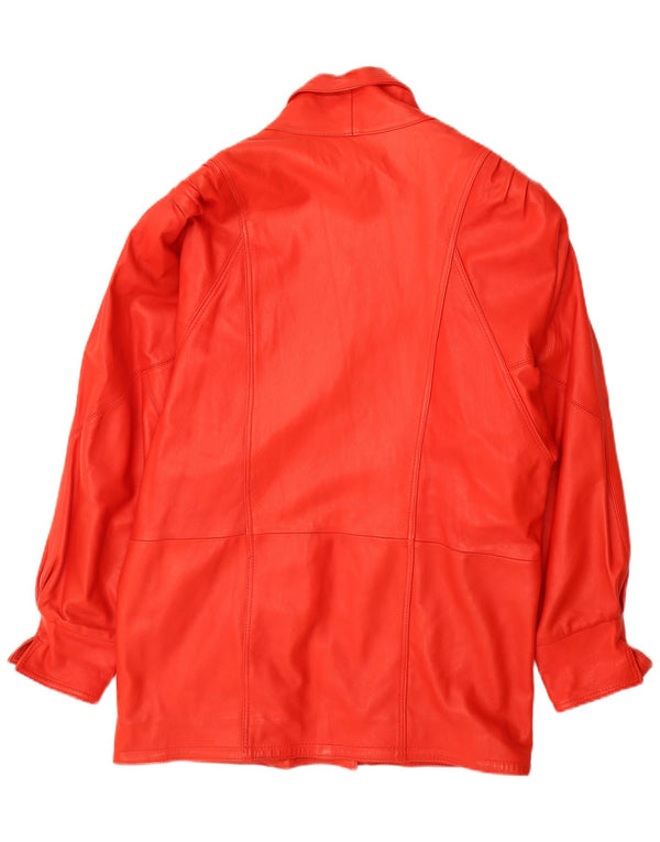 Casaco de couro oversized feminino vintage UK 18 XL vermelho