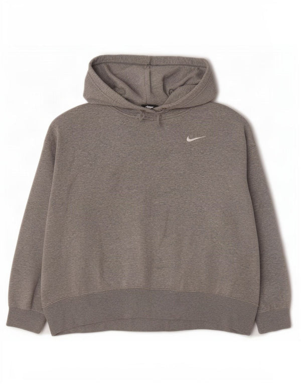 Jumper com capuz Nike feminino oversized UK 18 XL cinza manchado de algodão