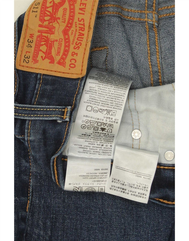 Levi's Masculino 511 Slim Jeans W34 L32 Azul Marinho Algodão