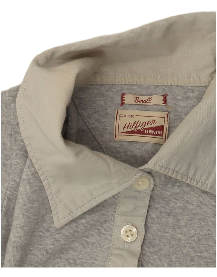 Camisa polo feminina de manga comprida TOMMY HILFIGER Reino Unido 8 pequeno cinza
