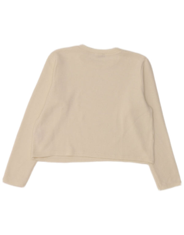 Zara Crop Top Feminino Manga Longa UK 14 Médio Poliéster Branco