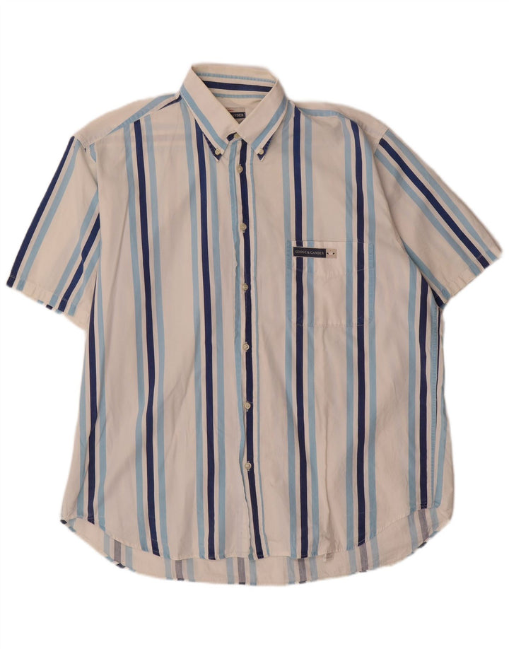 Camisa masculina de manga curta GOOSE & GANDER IT 50 algodão listrado branco médio