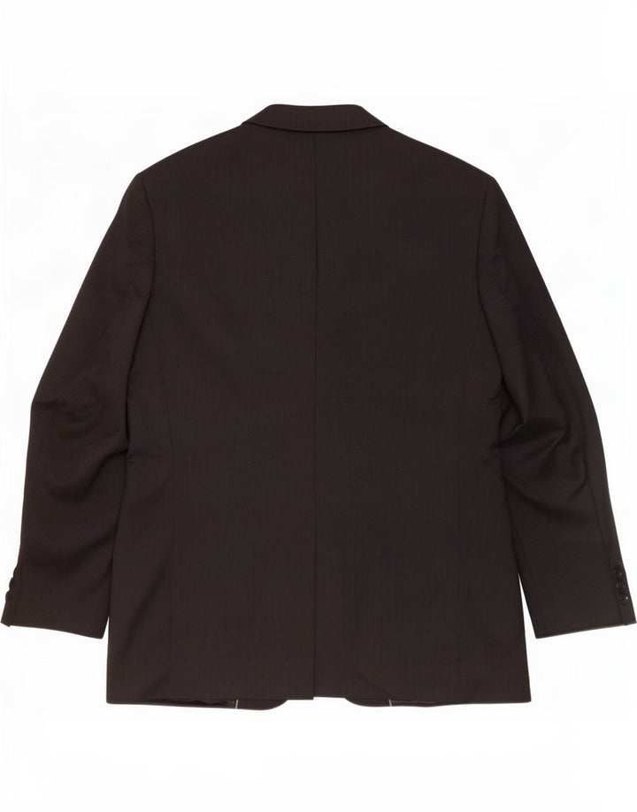 Jaqueta blazer masculina de 3 botões Marks & Spencer Reino Unido 44 XL lã listrada preta