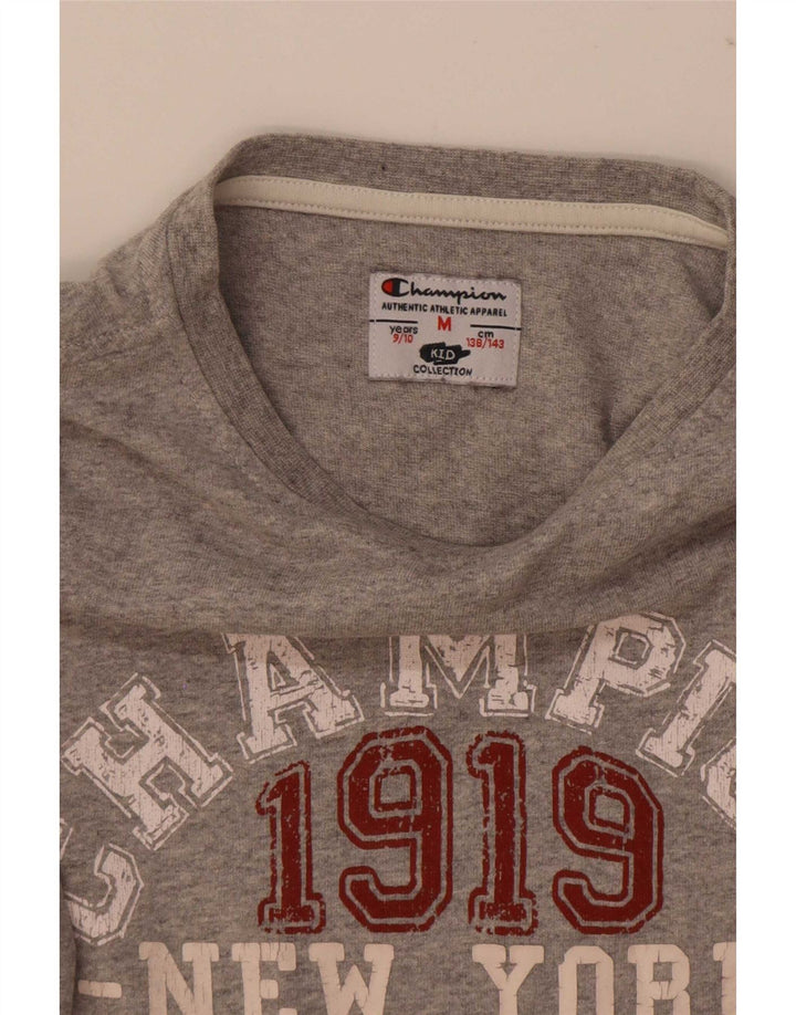 Camiseta gráfica Champion Boys Top 9-10 anos cinza médio manchado