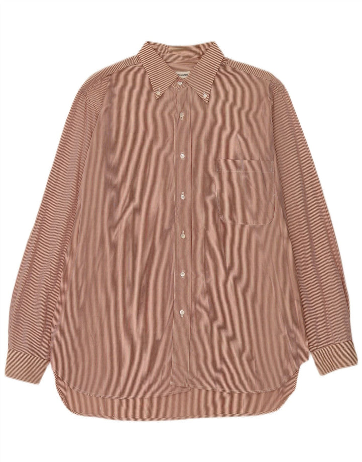 Camisa masculina Alberto Aspesi tamanho 43 17 XL listrado vermelho