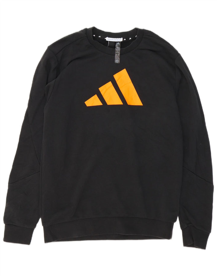 Adidas Mens Graphic Moletom Jumper Pequeno Algodão Preto