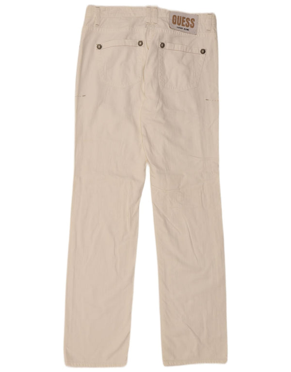 Guess Mens Straight Jeans W34 L36 Algodão Branco