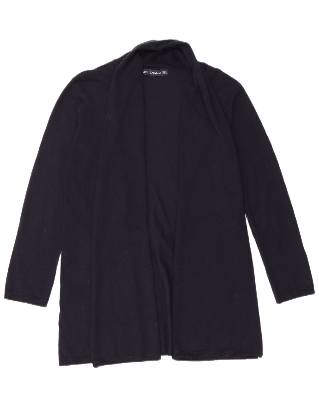 Suéter cardigã aberto feminino Zara Reino Unido 10 pequeno azul marinho viscose