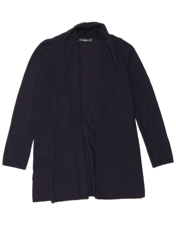 Suéter cardigã aberto feminino Zara Reino Unido 10 pequeno azul marinho viscose