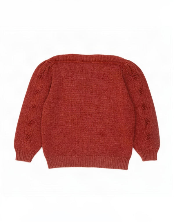 Suéter feminino vintage manga 3/4 com gola canoa Reino Unido 18 XL algodão marrom