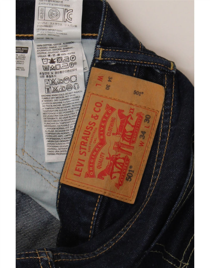 Levi's Masculino 501 Straight Jeans W34 L30 Azul Marinho Algodão