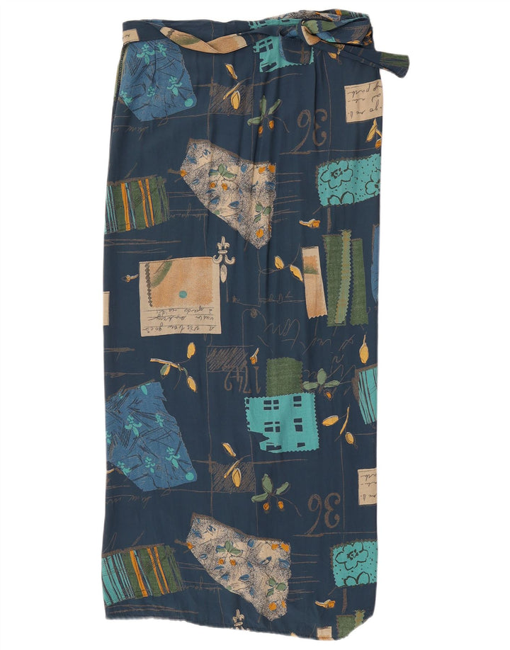 Saia feminina vintage W30 patchwork azul marinho médio