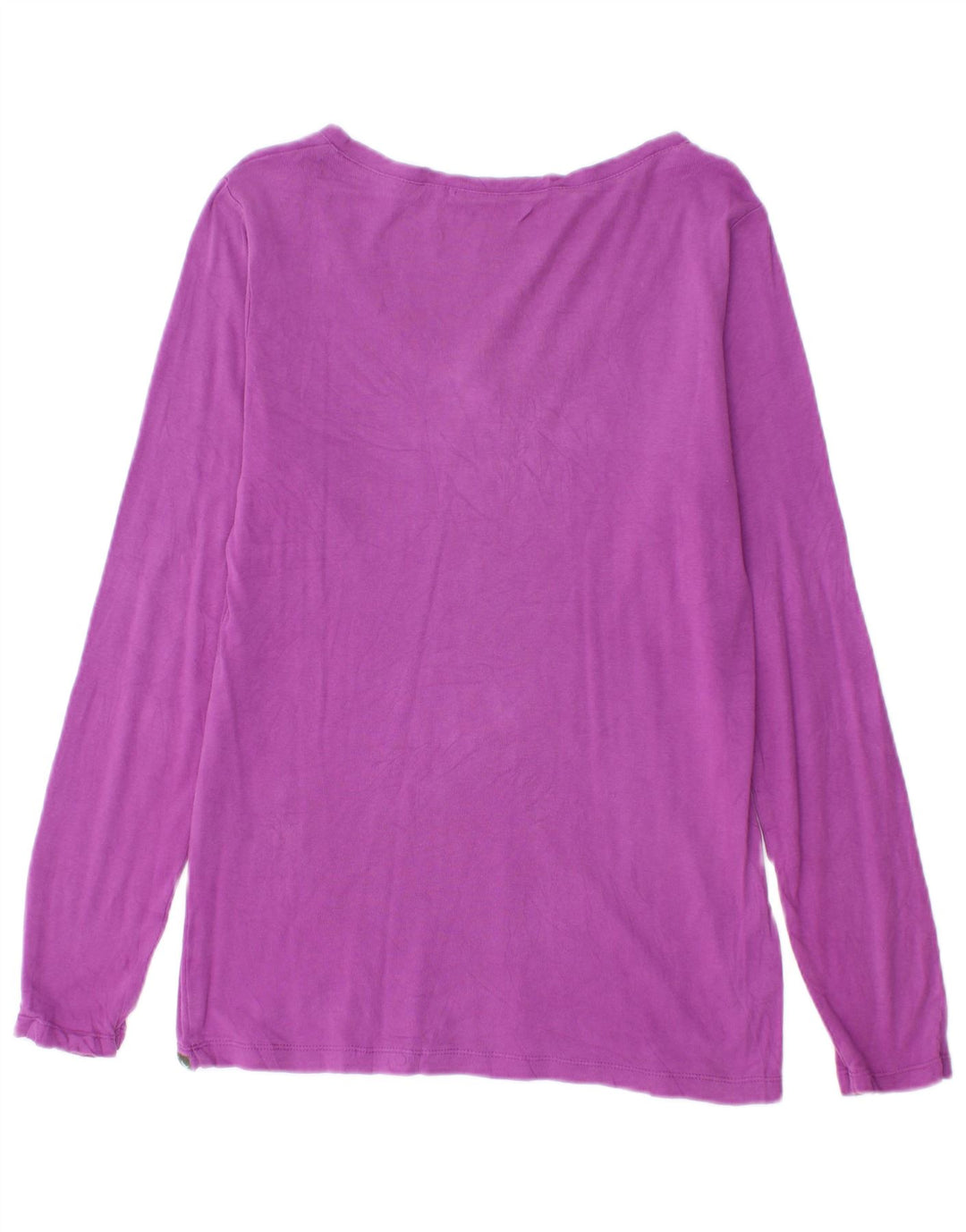 EDDIE BAUER Top feminino manga comprida Reino Unido 14 algodão roxo médio