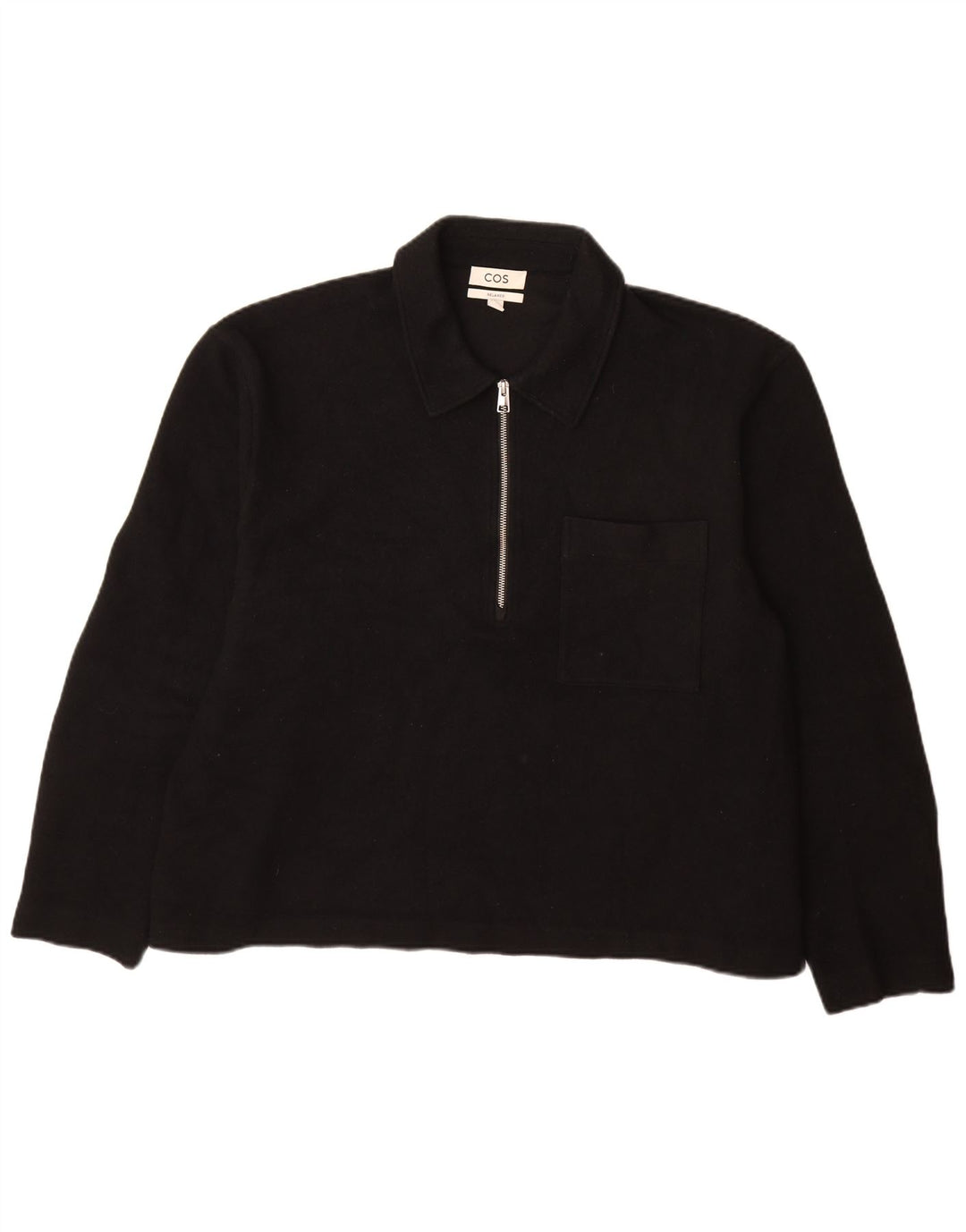 Suéter masculino Cos relaxado com gola polo XL lã preta