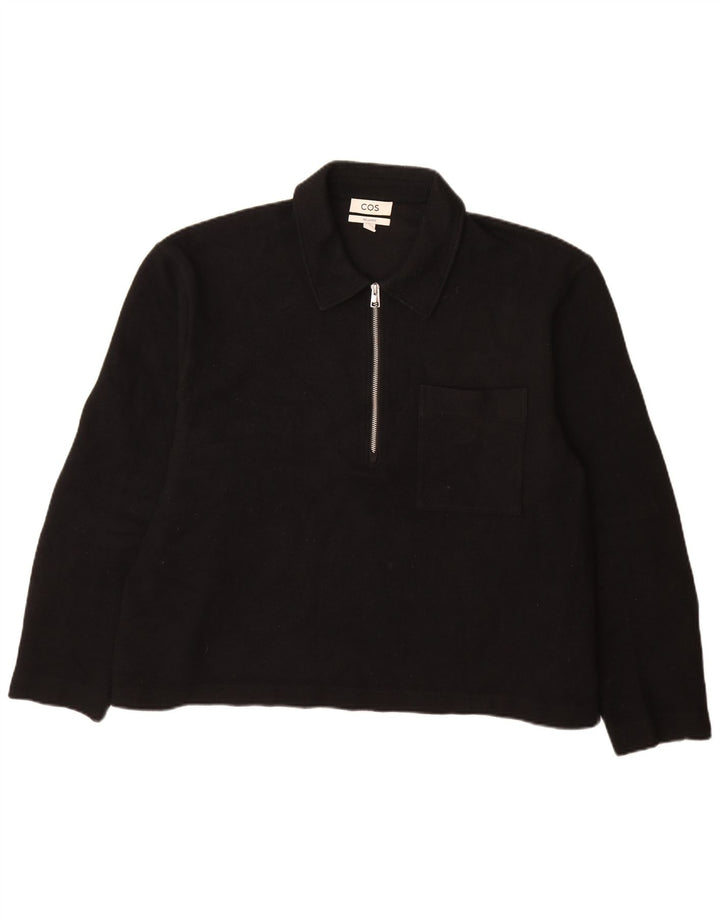 Suéter masculino Cos relaxado com gola polo XL lã preta