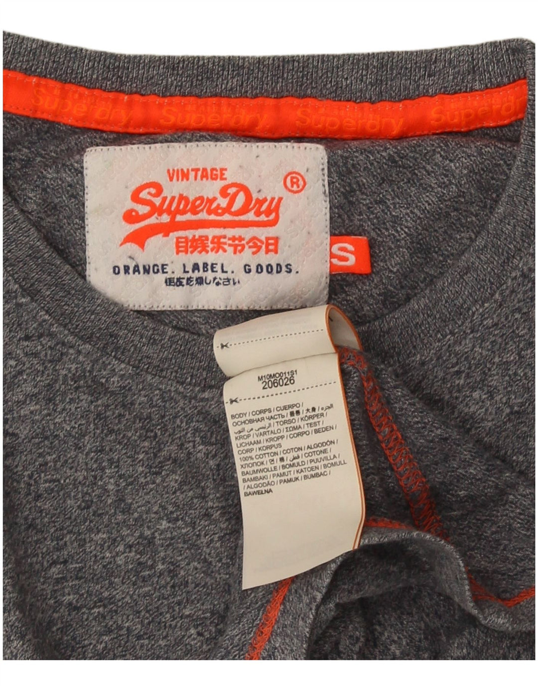 Camiseta masculina Superdry Top pequeno algodão manchado cinza