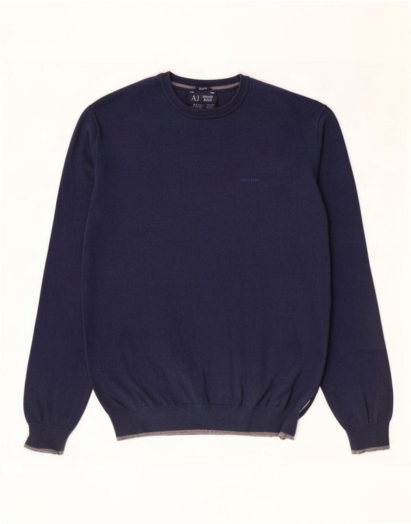 Suéter masculino Armani Jeans de ajuste regular com gola redonda XL azul marinho algodão