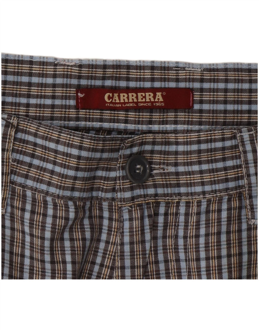 Carrera Mens Chino Shorts IT 50 Grande W34 Azul Xadrez Algodão