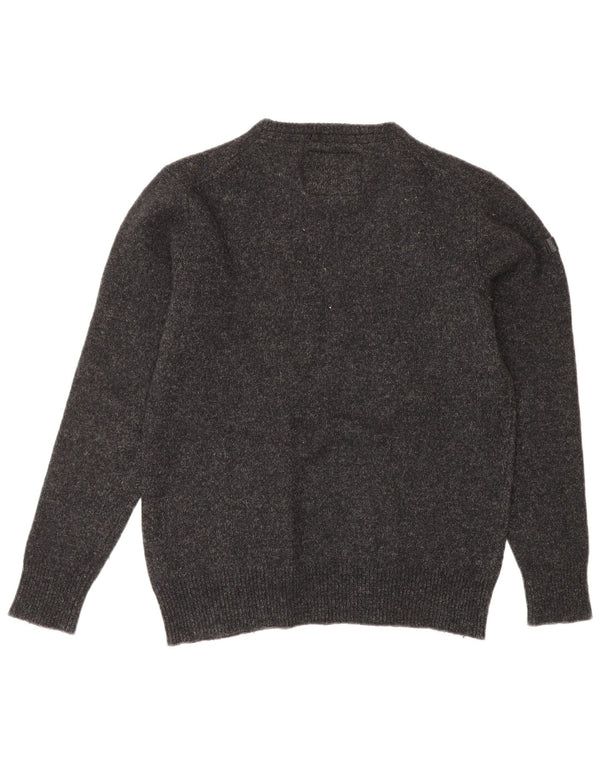 Suéter feminino Superdry com gola redonda UK 14 grande cinza manchado