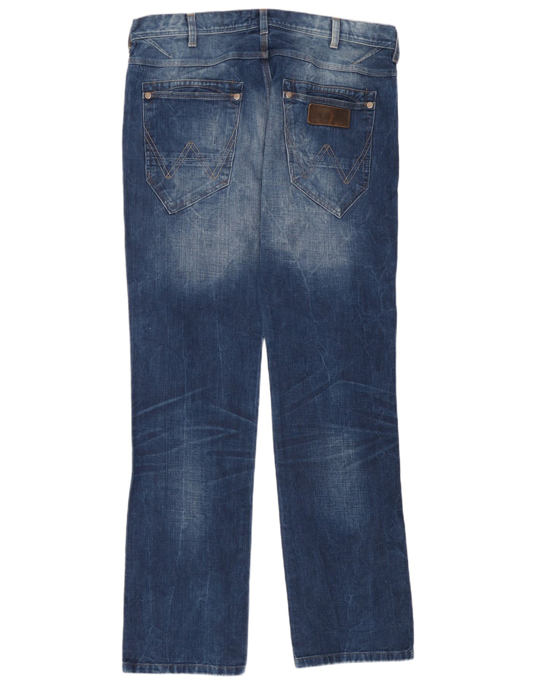 Wrangler Mens Crank Straight Jeans W36 L34 Azul Algodão