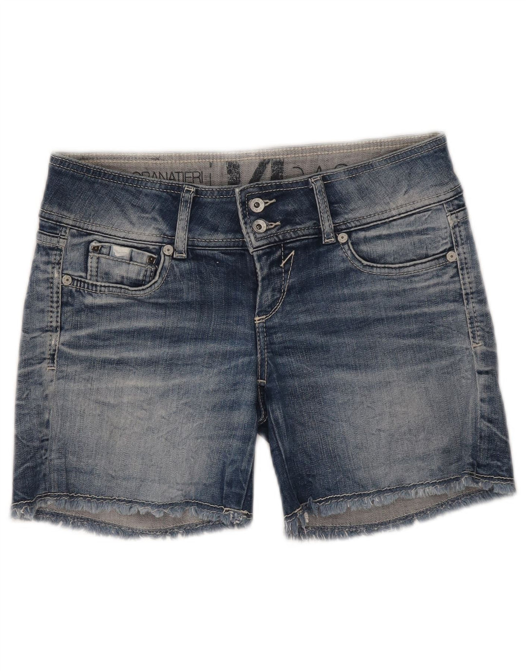 Shorts jeans feminino GAS W27 pequeno algodão azul