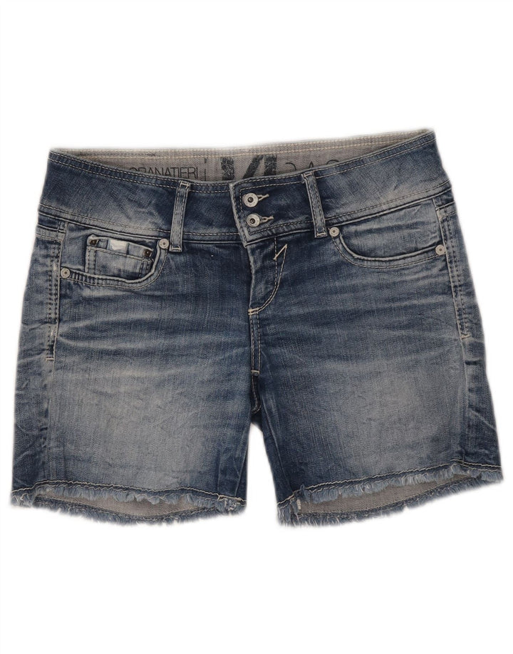 Shorts jeans feminino GAS W27 pequeno algodão azul