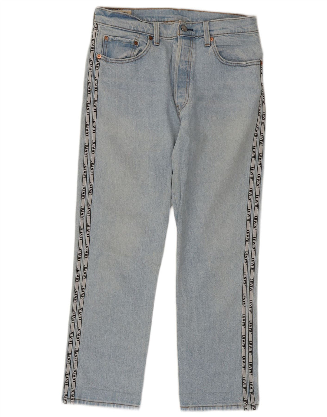 Calça jeans feminina Levi's 501 Graphic Straight W30 L26 azul colorblock