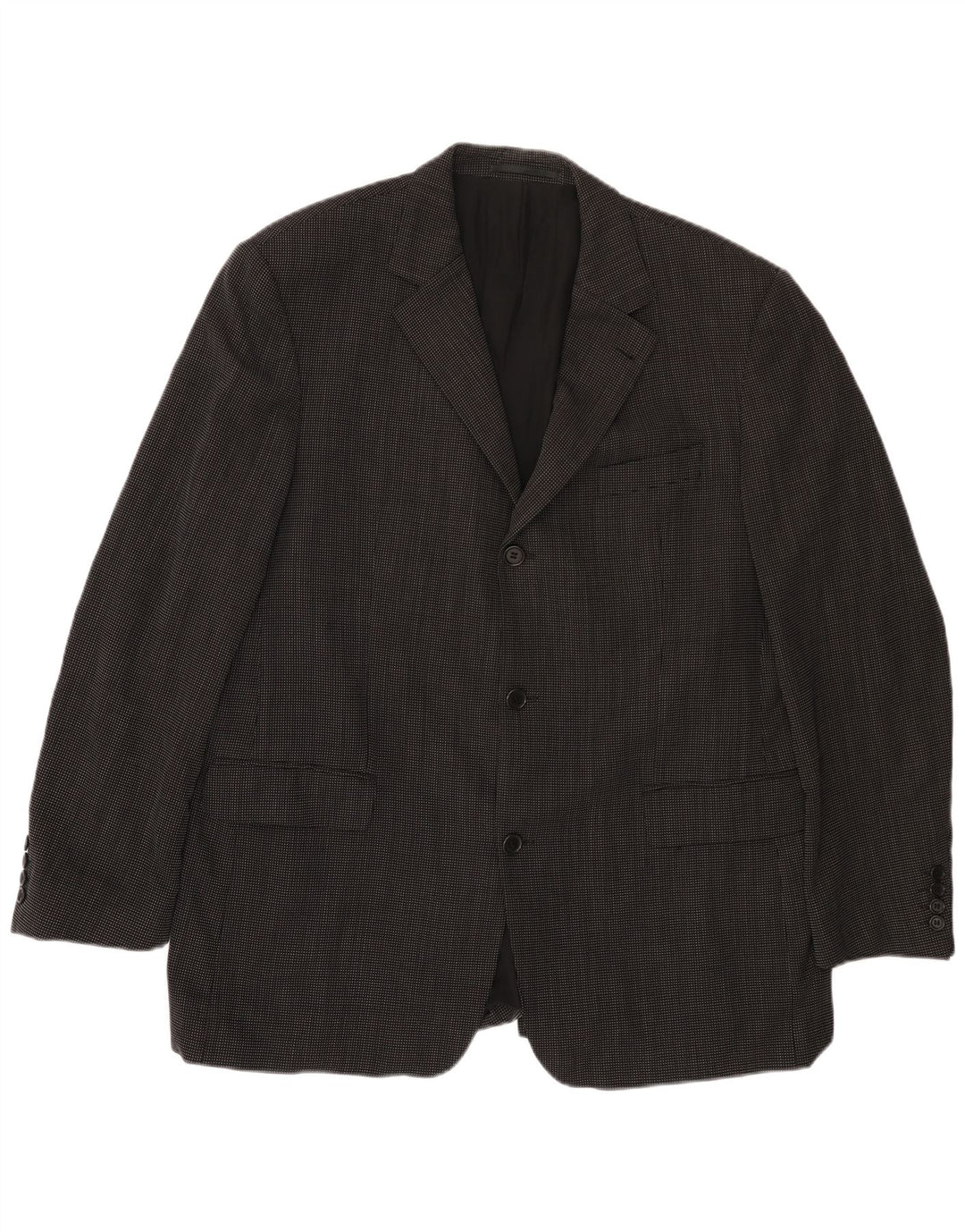 Jaqueta blazer masculina de 3 botões HUGO BOSS EU 56 3XL lã manchada preta