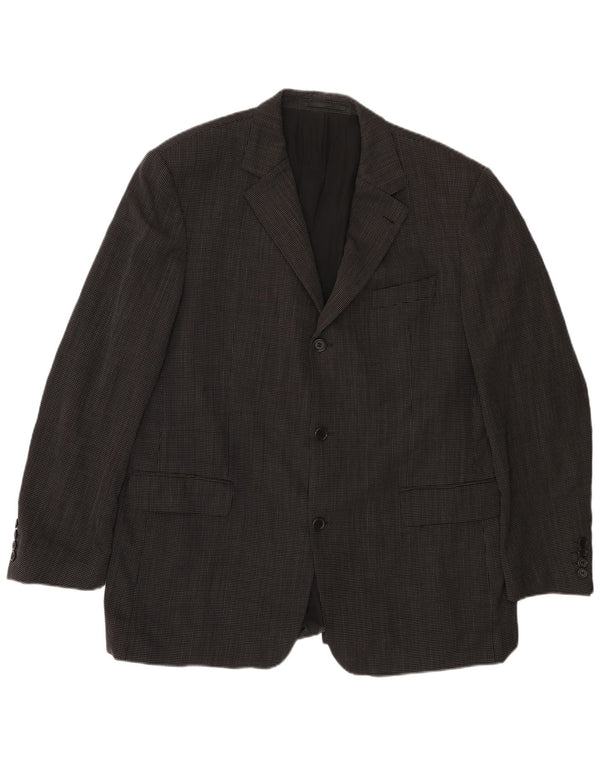 Jaqueta blazer masculina de 3 botões HUGO BOSS EU 56 3XL lã manchada preta