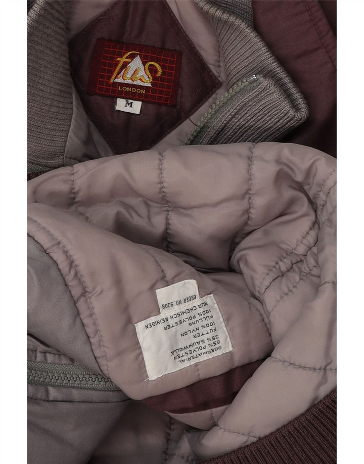 Jaqueta bomber masculina vintage UK 38 poliéster médio Borgonha Colourblock