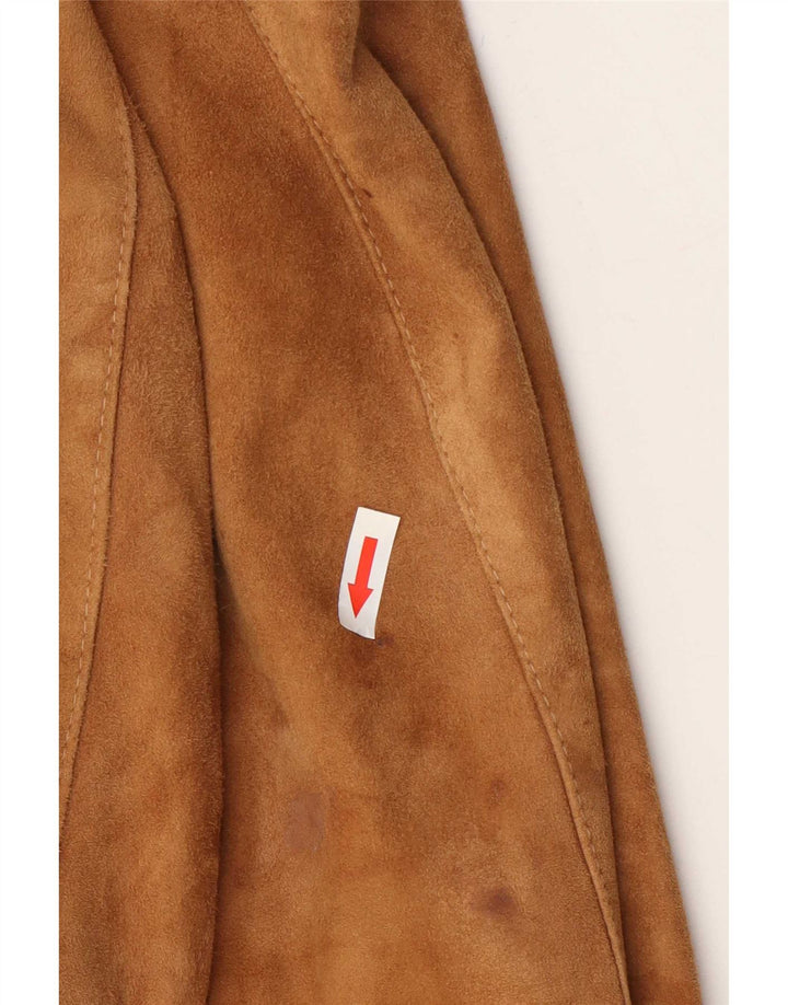 Jaqueta bomber masculina vintage de camurça IT 48 couro colorblock bege médio