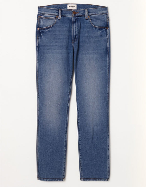 Wrangler feminino Larston Straight Jeans W29 L29 azul algodão