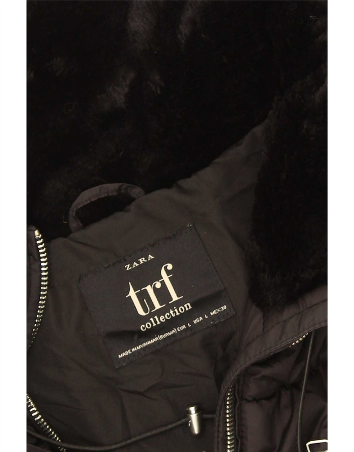 Jaqueta acolchoada feminina Zara UK 16 grande preta
