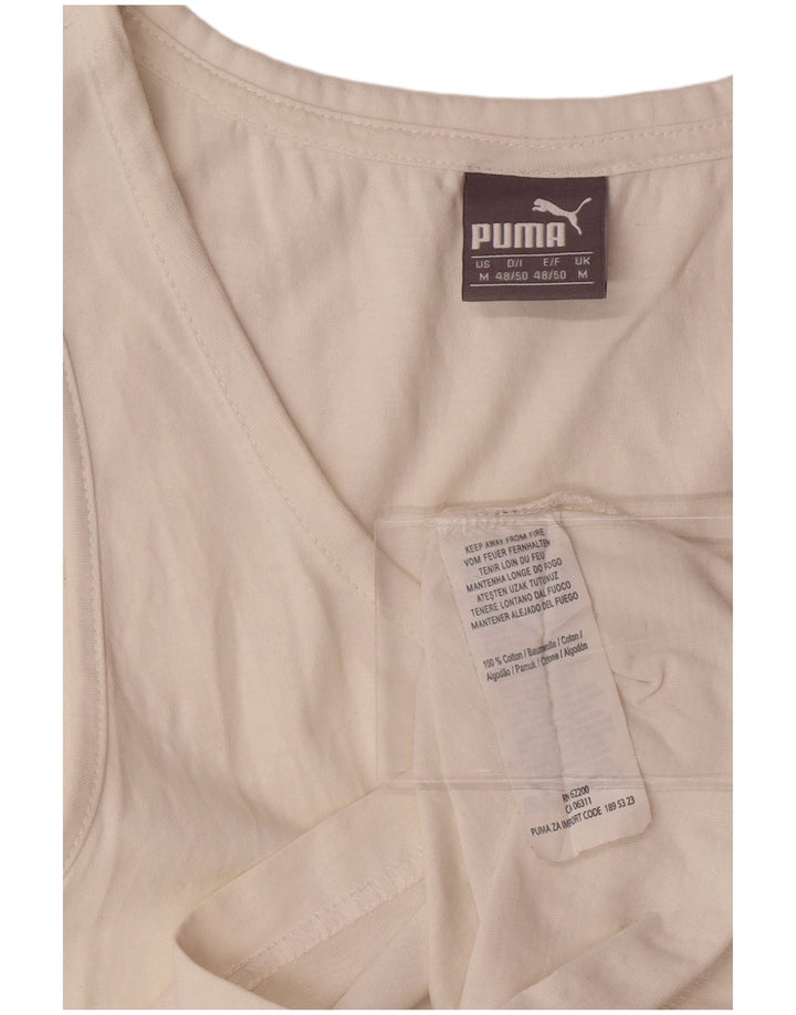 PUMA Mens Graphic Vest Top Médio Off White Algodão
