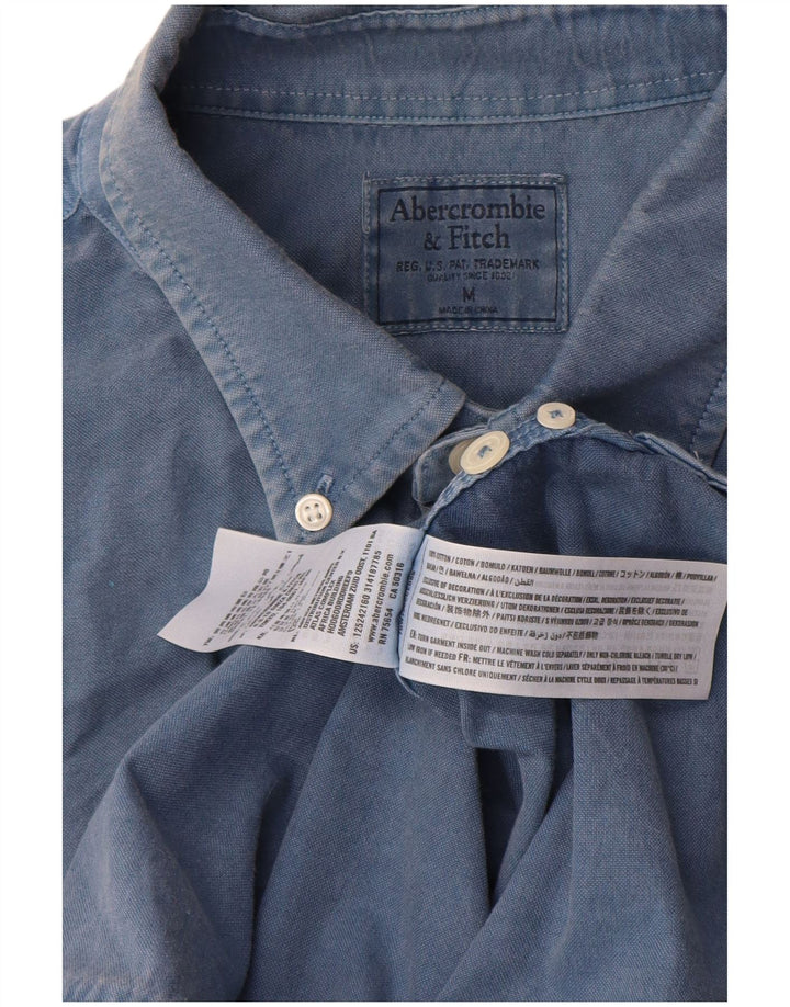 Camisa masculina Abercrombie & Fitch de algodão azul médio