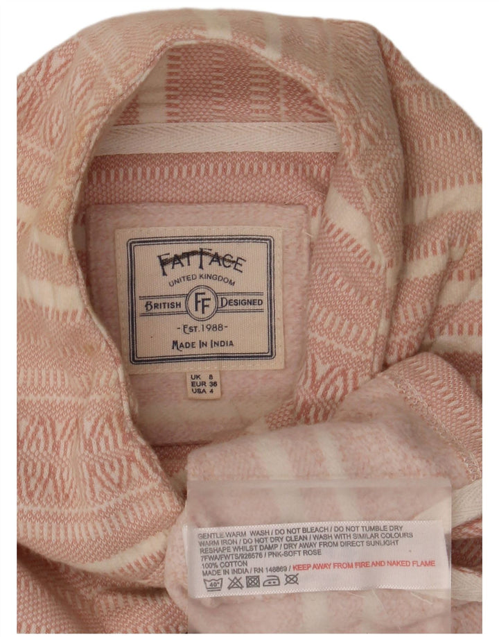 Suéter feminino grande FAT FACE Reino Unido 8 listrado rosa pequeno