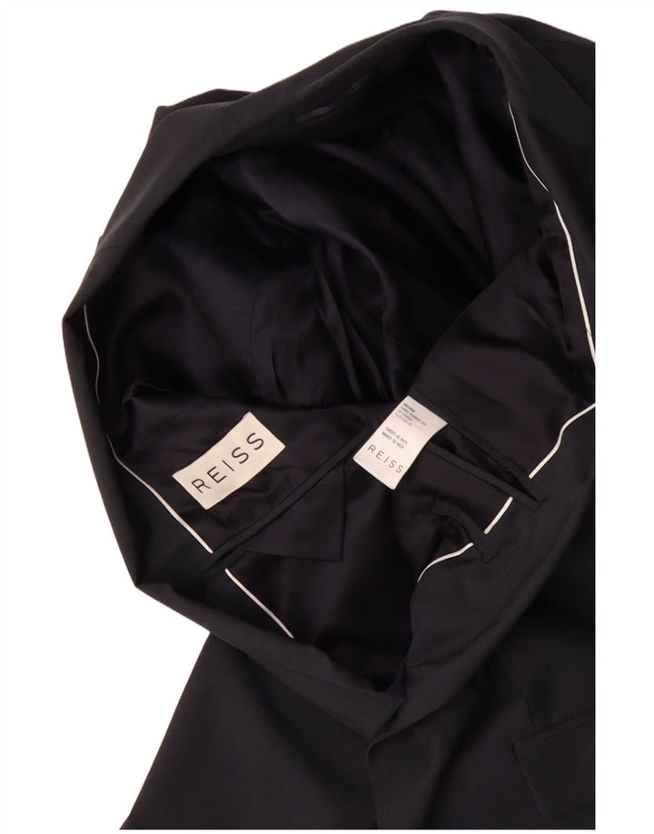 Jaqueta blazer masculina REISS com 1 botão Reino Unido 38 lã azul marinho médio