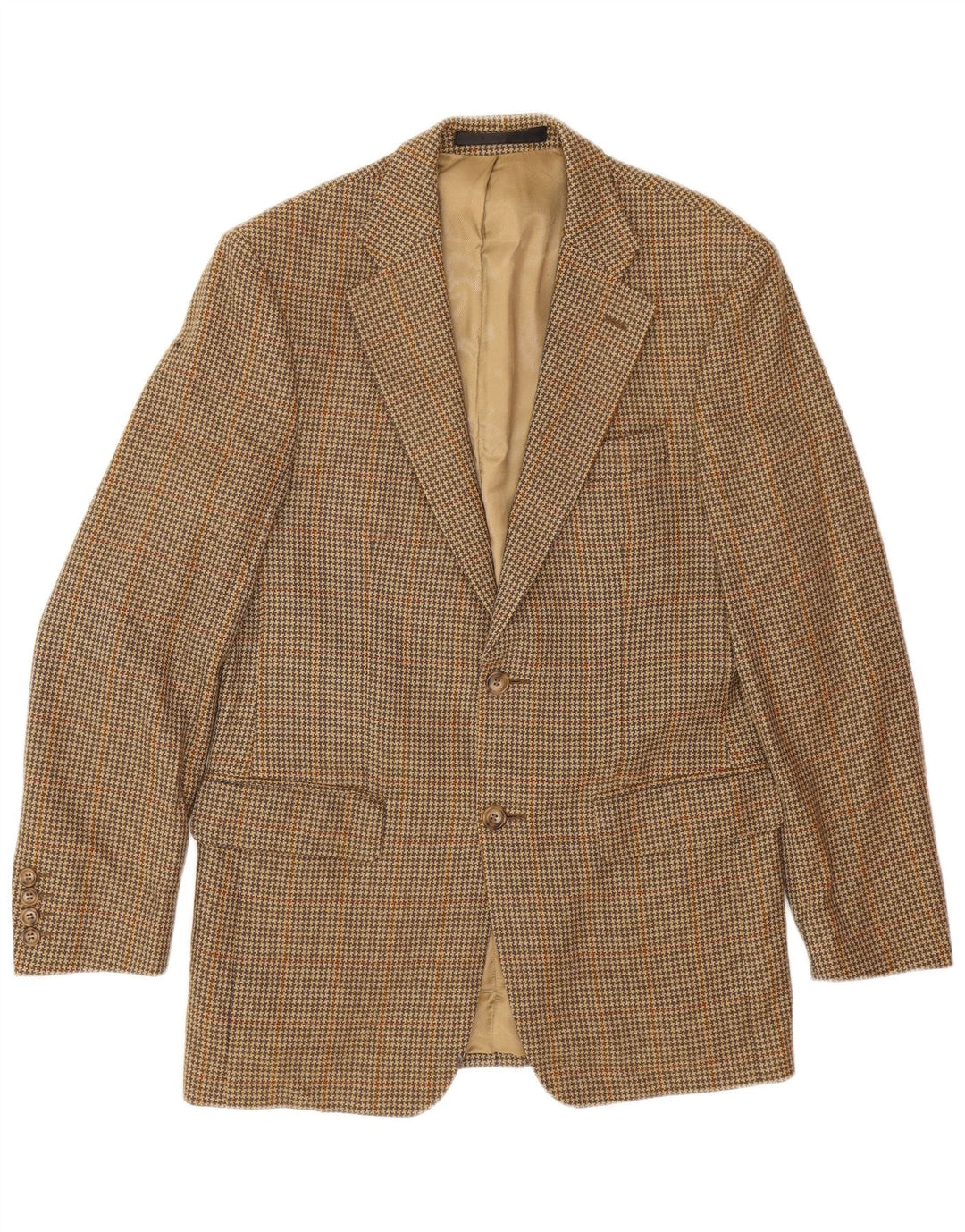 Jaqueta blazer masculina de 2 botões Marks & Spencer UK 36 pequena bege Houndstooth