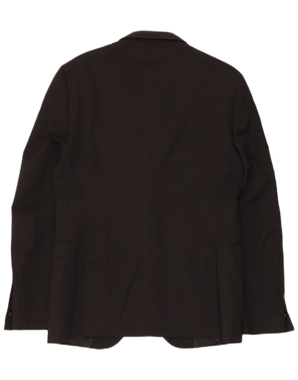 Jaqueta blazer masculina Zara com 2 botões EU 50 poliéster preto médio