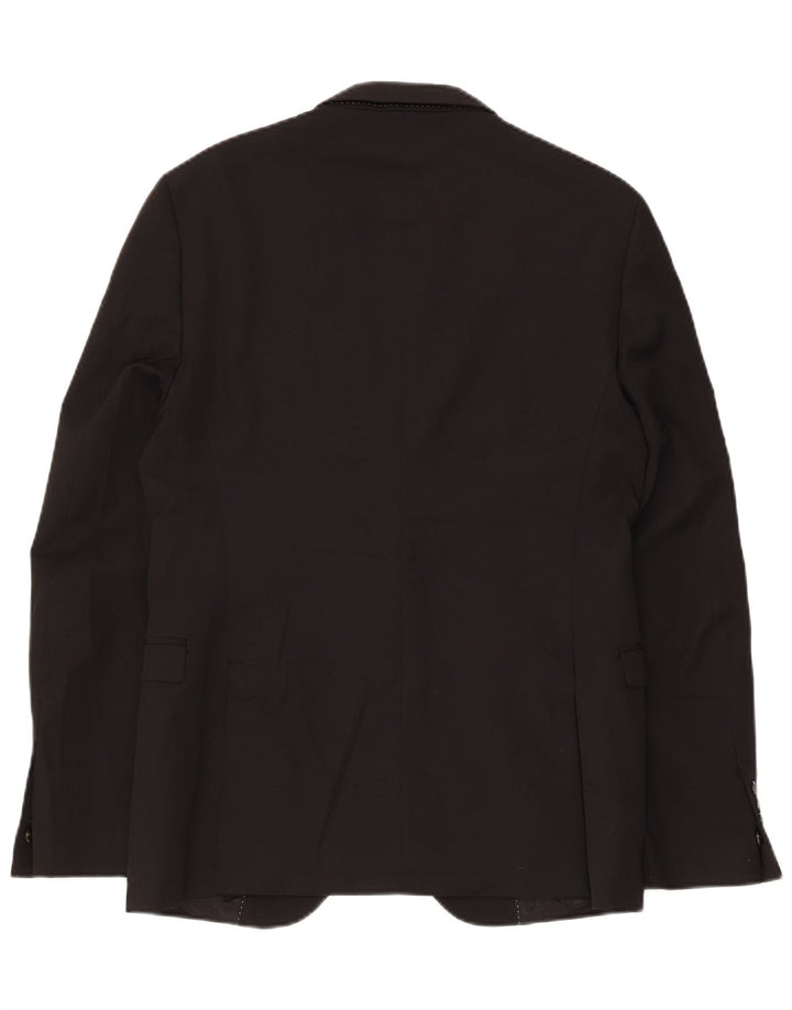 Jaqueta blazer masculina Zara com 2 botões EU 50 poliéster preto médio