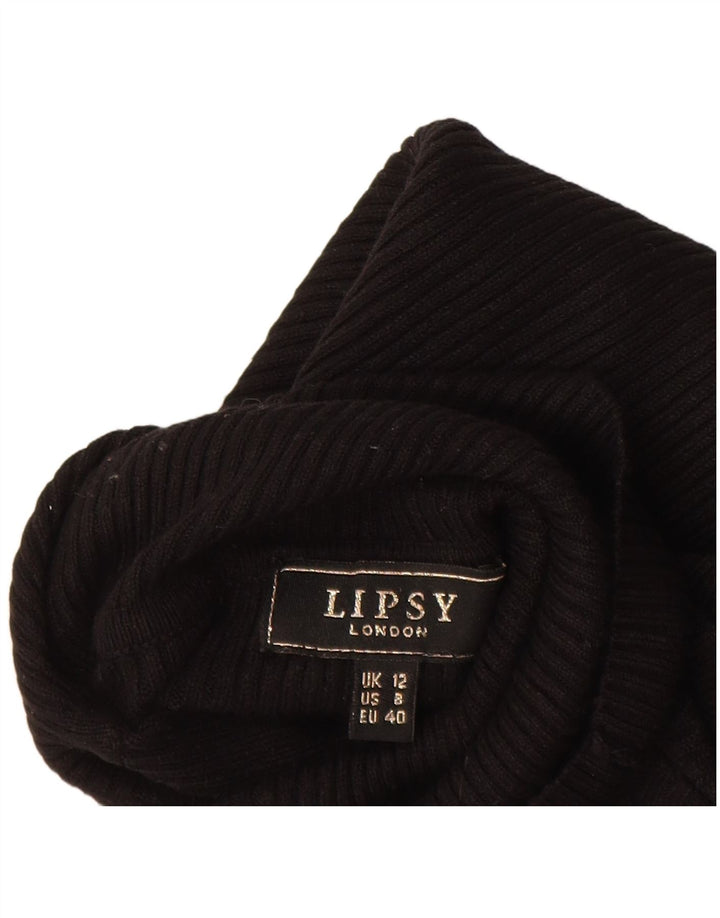 Suéter feminino Lipsy com gola redonda Reino Unido 12 viscose preta média