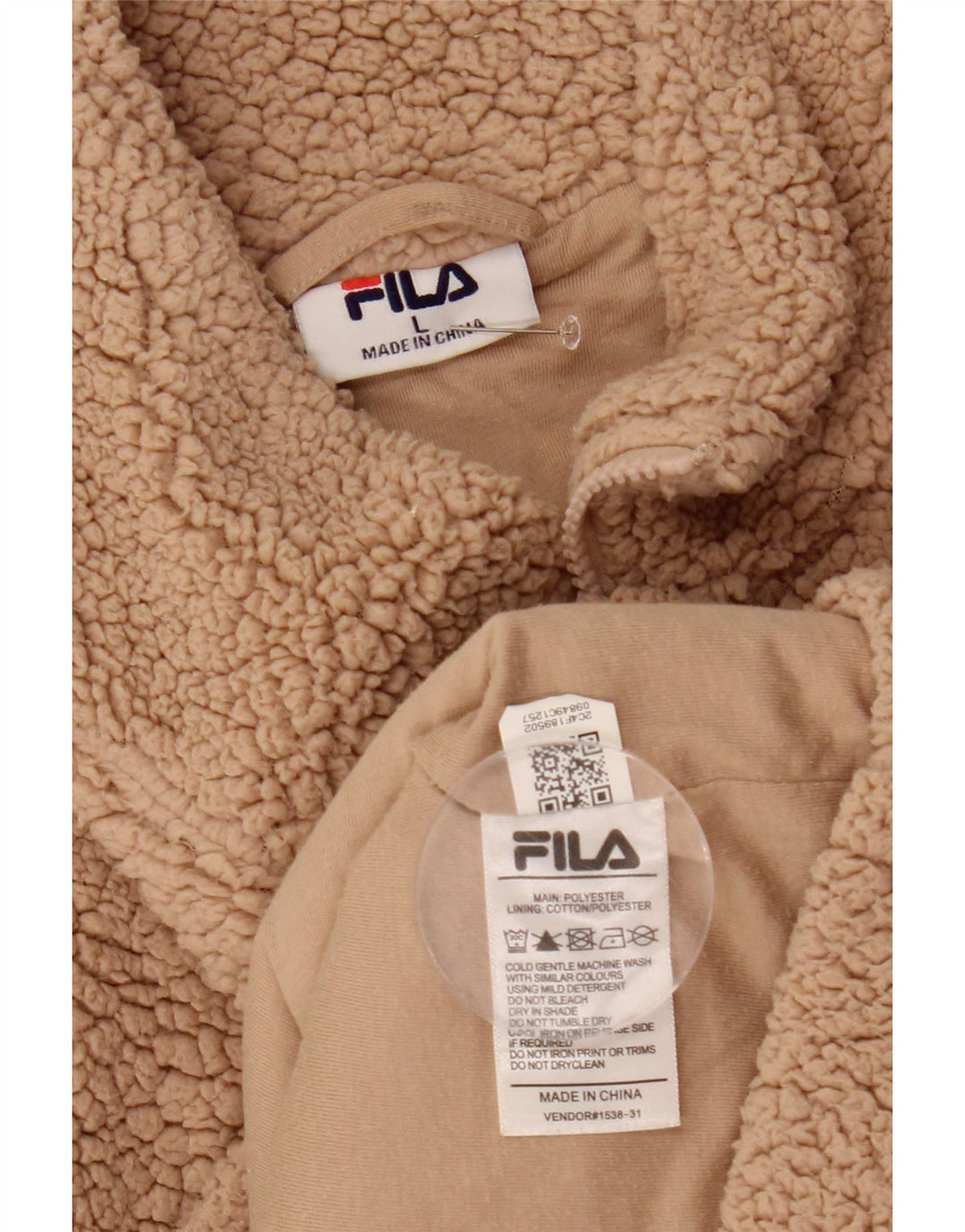 Fila Womens Graphic Fleece Jumper UK 16 Grande Poliéster Bege