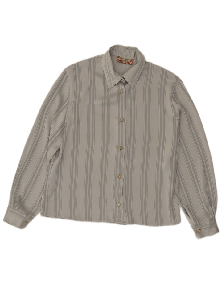 Camisa Giulia Galanti Mulher UK 16 Grande Listrada Cinza
