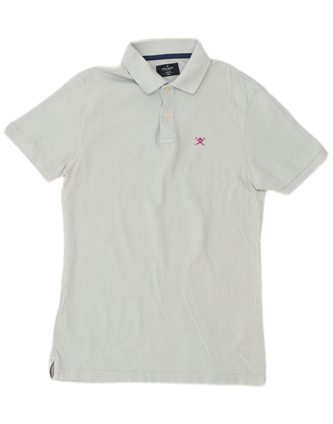 Camisa polo masculina Hackett Slim Fit pequena azul algodão