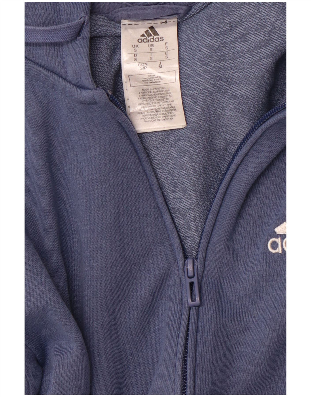 ADIDAS Mens Zip Hoodie Sweater Pequeno Azul Algodão