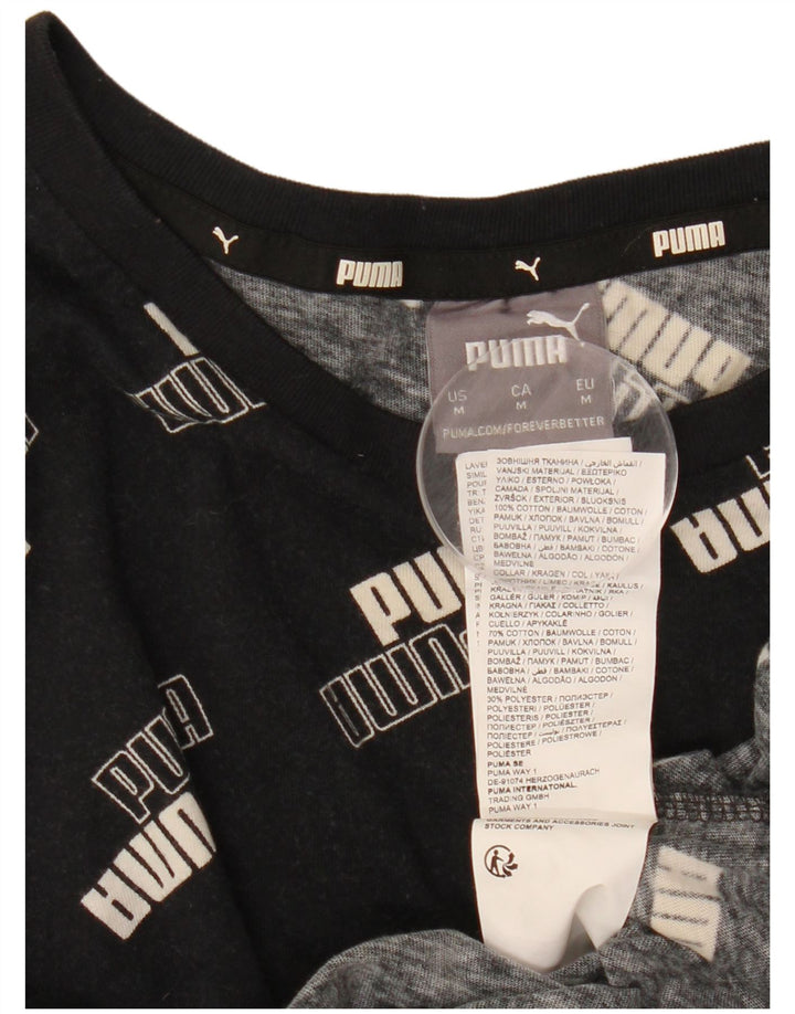 Puma Mens Graphic T-Shirt Top Médio Algodão Preto