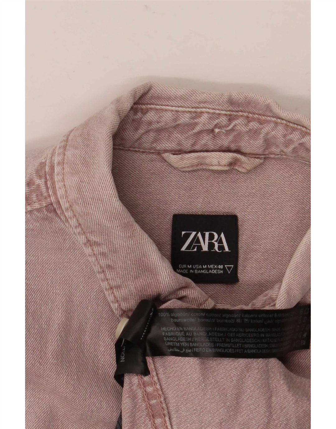Camisa jeans masculina Zara médio algodão roxo